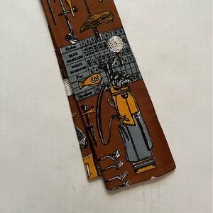 Vintage golf print Rooster brand men’s neck tie square end